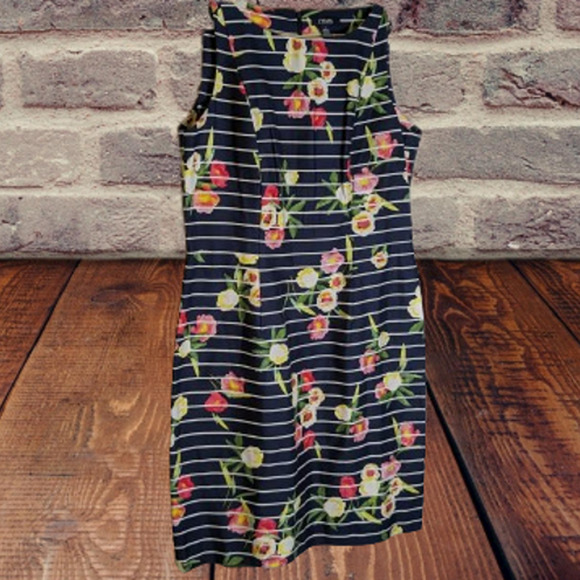 Chaps sz 12 sleeveless floral shift dress. Cotton. Great Quality Fall/winter - Picture 1 of 1